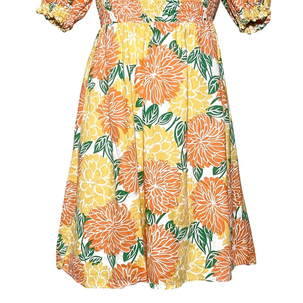 House of Harlow SZ XS Linen Dress with Orange Yellow Details - Picture 4 of 9
